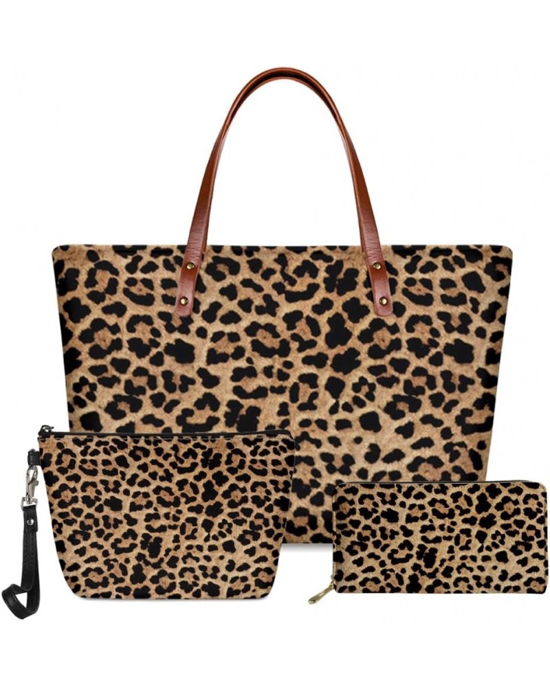 Women Fashion Handbags Wallet Tote Bag Shoulder Bag Top Handle Satchel Purse Set 3pcs Leopard $30.77 Totes