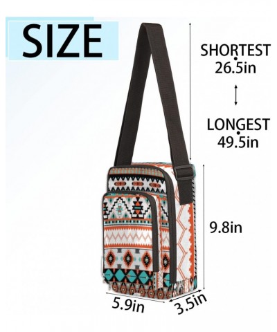 Vintage Ethnic Aztec Geometric Crossbody Bag, Adjustable Phone Purse Wallet Canvas Small Crossbody Purse Bags with Shoulder S...