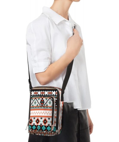 Vintage Ethnic Aztec Geometric Crossbody Bag, Adjustable Phone Purse Wallet Canvas Small Crossbody Purse Bags with Shoulder S...