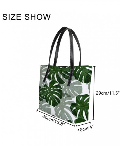 Shoulder Bag Tote Bags for Women Tropical Monstera Leather Shopper Work Handbags Large Casual Bag $27.59 Totes