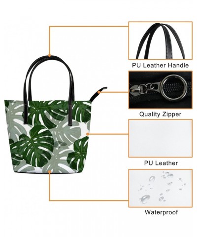 Shoulder Bag Tote Bags for Women Tropical Monstera Leather Shopper Work Handbags Large Casual Bag $27.59 Totes