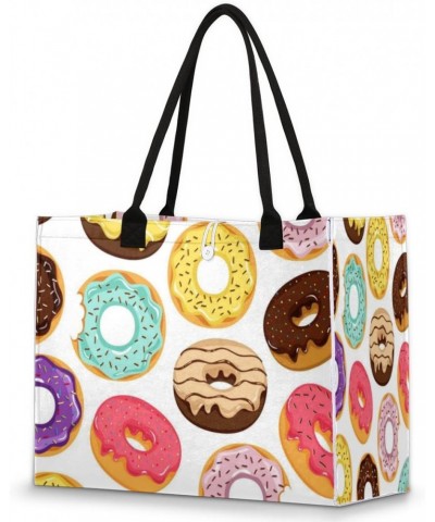 Art Colored Donuts Cute Tote Bag with Digital Printing | Multi-Surface Design | Interior Pockets & Exterior Buttons | Ideal f...