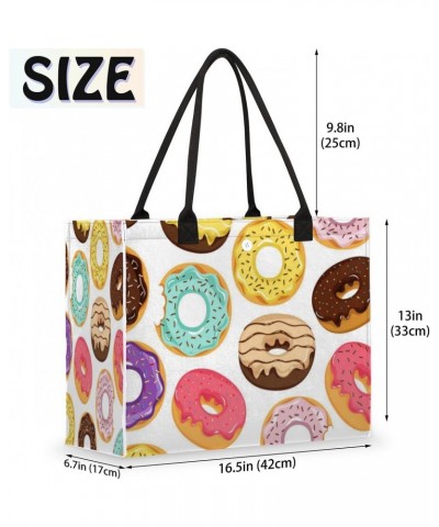 Art Colored Donuts Cute Tote Bag with Digital Printing | Multi-Surface Design | Interior Pockets & Exterior Buttons | Ideal f...