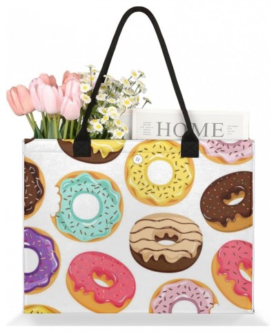 Art Colored Donuts Cute Tote Bag with Digital Printing | Multi-Surface Design | Interior Pockets & Exterior Buttons | Ideal f...