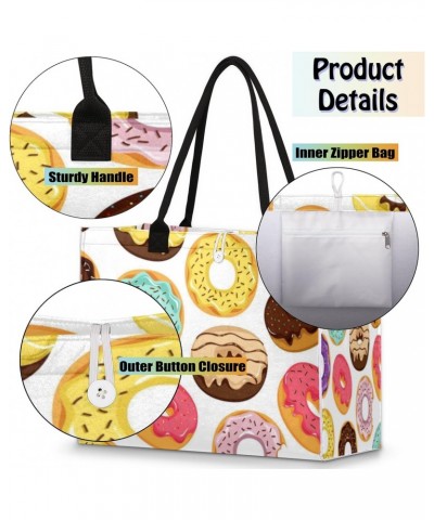 Art Colored Donuts Cute Tote Bag with Digital Printing | Multi-Surface Design | Interior Pockets & Exterior Buttons | Ideal f...