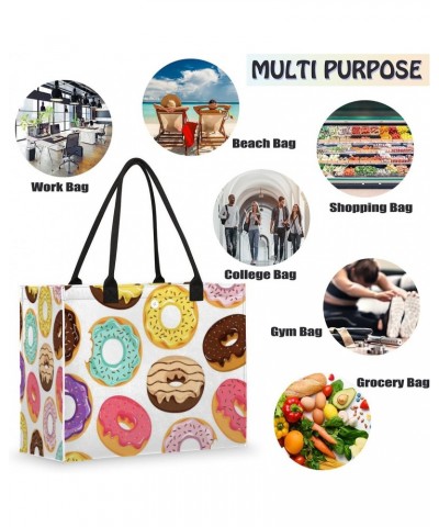 Art Colored Donuts Cute Tote Bag with Digital Printing | Multi-Surface Design | Interior Pockets & Exterior Buttons | Ideal f...