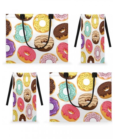 Art Colored Donuts Cute Tote Bag with Digital Printing | Multi-Surface Design | Interior Pockets & Exterior Buttons | Ideal f...