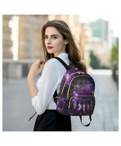 Dreamcatcher Galaxy Stars Boho Backpack for Women Shoulder Bag Lightweight Mini Backpack Casual Daypack Back Pack Small(11.41...