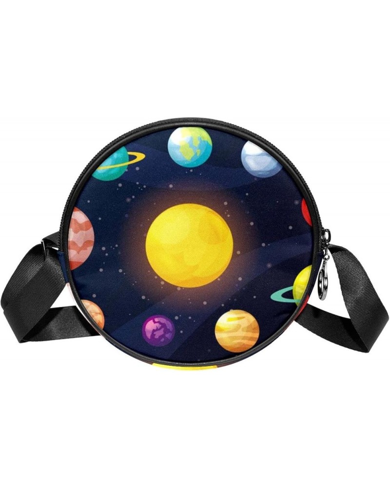 Space Clouds Stars Pattern Crossbody Bag for Women Teen Girls Round Canvas Shoulder Bag Purse Tote Handbag Bag Multi02 $11.33...