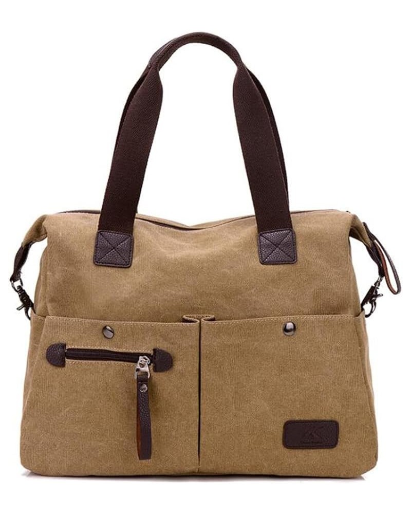 Women Soft Canvas Handbags Portable Casual College Style Retro Trend Tote Satchel Crossbody Hobo Clutches Big Bag Khaki $16.8...