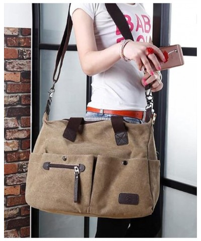 Women Soft Canvas Handbags Portable Casual College Style Retro Trend Tote Satchel Crossbody Hobo Clutches Big Bag Khaki $16.8...