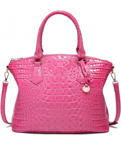 Women Crocodile Pattern Tote Purse Satchel PU Leather Retro Top Handle Handbag Shoulder Bags Black Rose $37.13 Totes