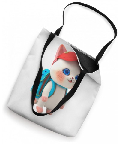 Cute White Kitten Backpack Baseball Cap Back To School Kids Tote Bag $11.69 Backpacks