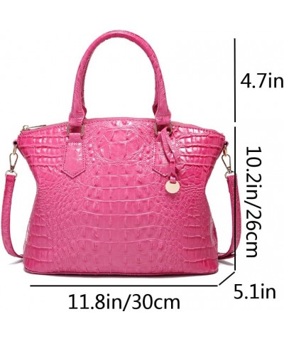 Women Crocodile Pattern Tote Purse Satchel PU Leather Retro Top Handle Handbag Shoulder Bags Black Rose $37.13 Totes