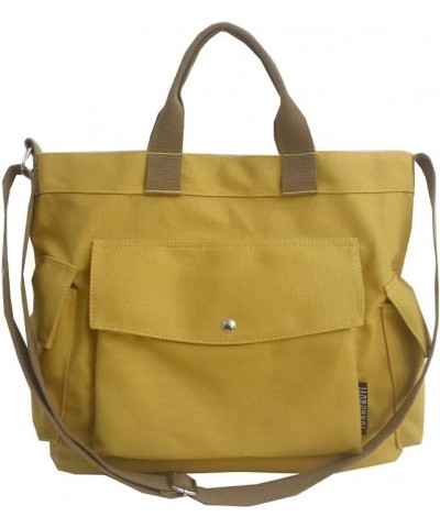 Vintage Canvas Messenger Bag Large Capacity Crossbody Bag Hangbag for Women and Girls S-yellow $19.22 Totes