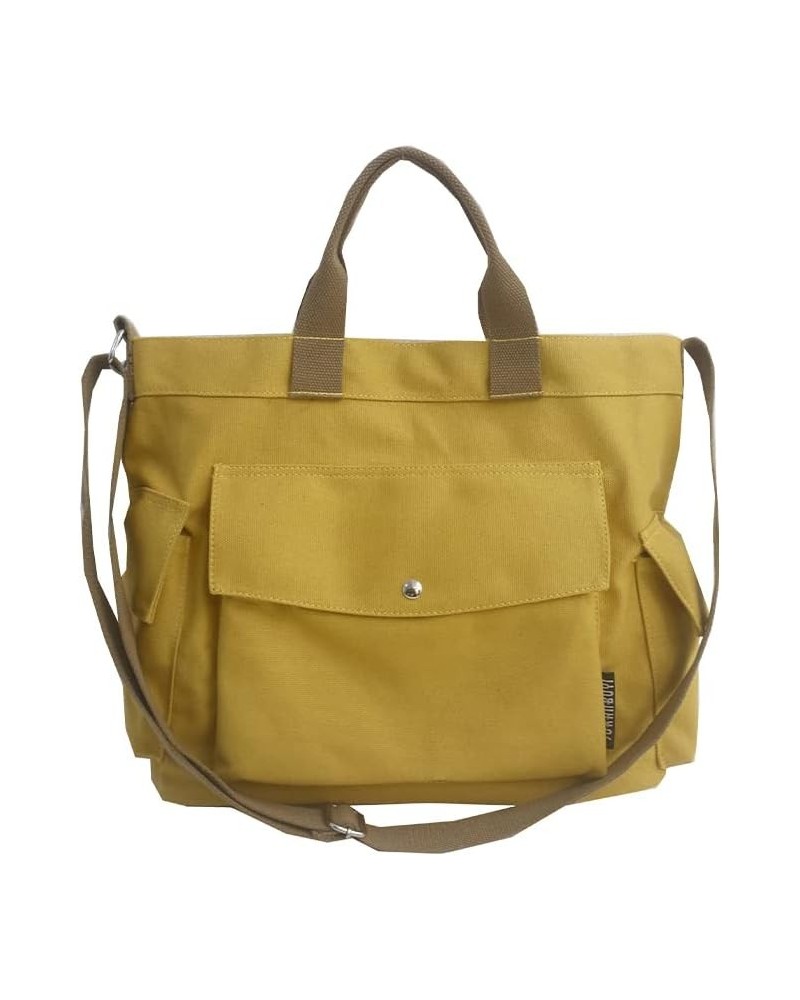 Vintage Canvas Messenger Bag Large Capacity Crossbody Bag Hangbag for Women and Girls S-yellow $19.22 Totes