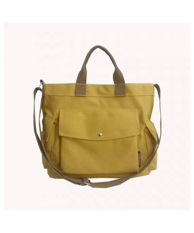 Vintage Canvas Messenger Bag Large Capacity Crossbody Bag Hangbag for Women and Girls S-yellow $19.22 Totes