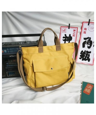 Vintage Canvas Messenger Bag Large Capacity Crossbody Bag Hangbag for Women and Girls S-yellow $19.22 Totes