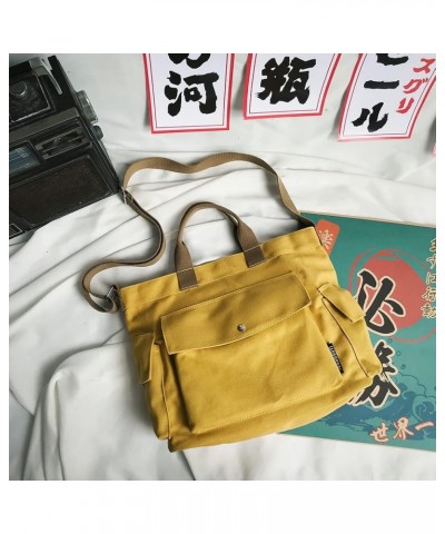 Vintage Canvas Messenger Bag Large Capacity Crossbody Bag Hangbag for Women and Girls S-yellow $19.22 Totes