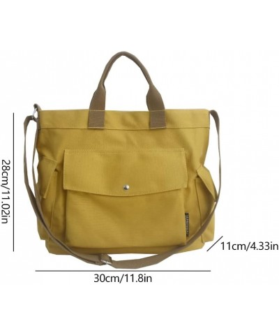 Vintage Canvas Messenger Bag Large Capacity Crossbody Bag Hangbag for Women and Girls S-yellow $19.22 Totes