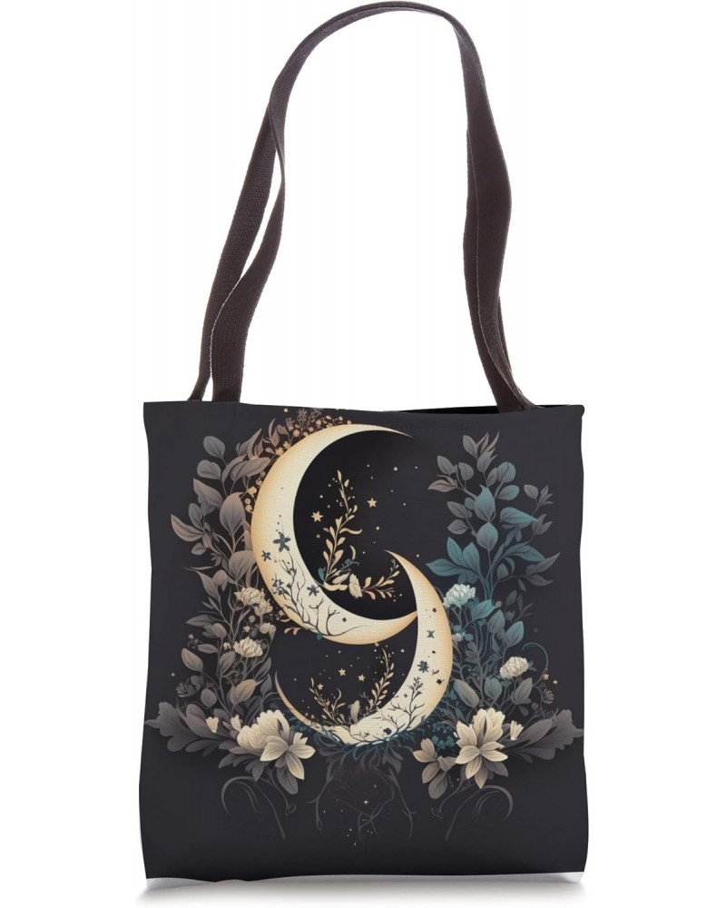 Floral Moon Phase flower crescent moon cool eclipse moon Tote Bag $10.37 Totes