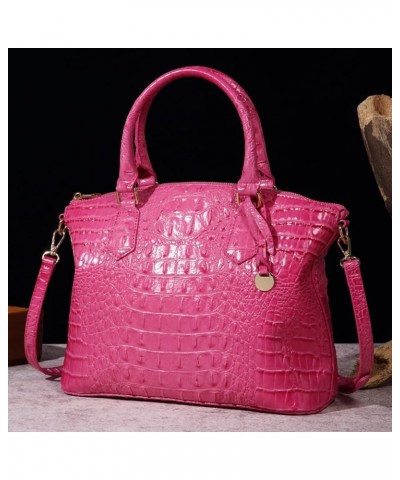 Women Crocodile Pattern Tote Purse Satchel PU Leather Retro Top Handle Handbag Shoulder Bags Black Rose $37.13 Totes