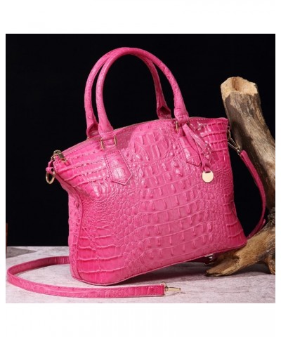 Women Crocodile Pattern Tote Purse Satchel PU Leather Retro Top Handle Handbag Shoulder Bags Black Rose $37.13 Totes