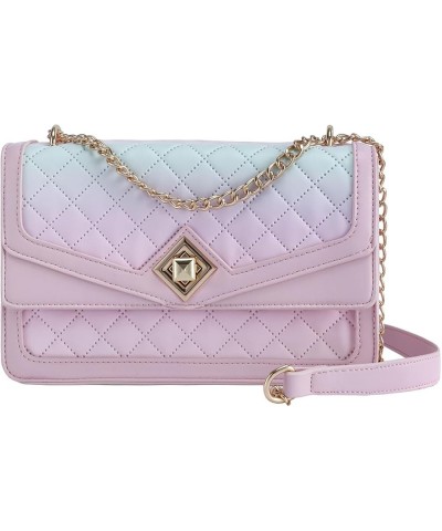 Crossbody Bags for Women Leather Quilted Shoulder Bag with Chain Strap Trendy Clutch Satchel Ladies Evening Bag Pink Gradient...