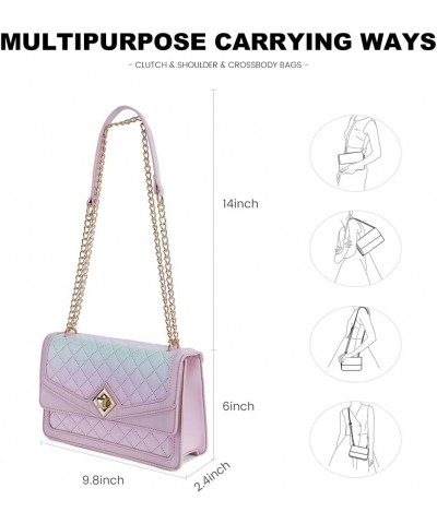 Crossbody Bags for Women Leather Quilted Shoulder Bag with Chain Strap Trendy Clutch Satchel Ladies Evening Bag Pink Gradient...