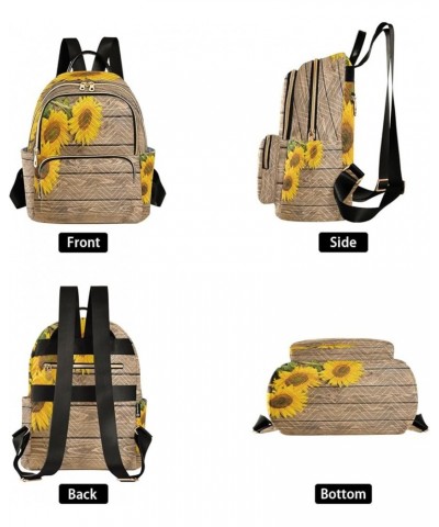 Sunflowers on The Wooden Fashion Backpack Purse Ladies Fashion Rucksack Travel Shoulder Bag Casual Daily Backpack Small $19.7...