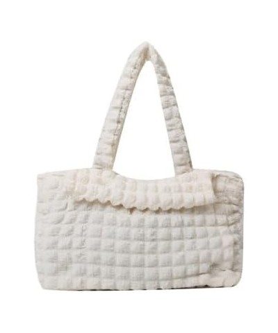 Women Large Capacity Puffer Tote Bag Quilted Shoulder Bag Handbag Casual Daily Bag Beige $8.40 Totes