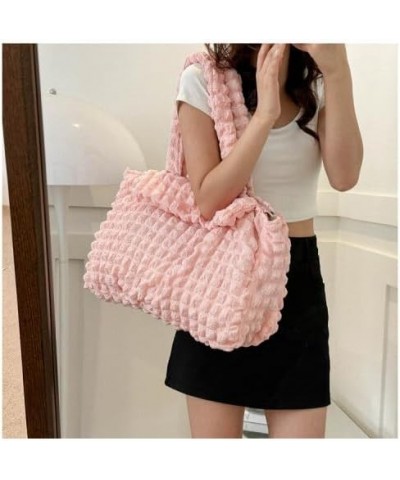 Women Large Capacity Puffer Tote Bag Quilted Shoulder Bag Handbag Casual Daily Bag Beige $8.40 Totes